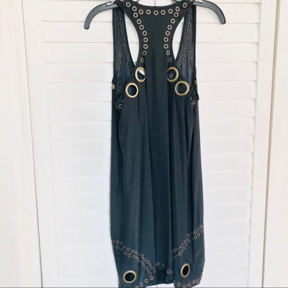 Haute Hippie Black Tank Dress with Gold Eyelet Accents - Picture 3 of 8